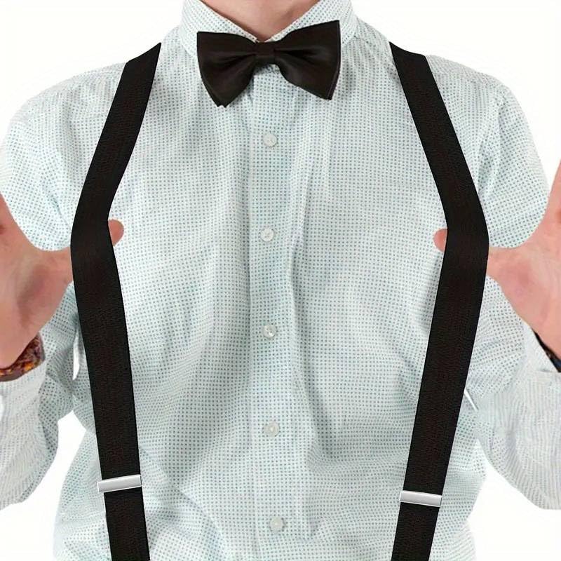 Boolavard Braces/Suspenders One Size Fully Adjustable Y Shaped With Strong Clips (Black) - Image 3